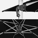 Parasol déporté haut de gamme rectangulaire 3x4m – PYLA Noir – Toile Sunbrella fabriquée en France, par Dickson, structure en aluminium anodisé, rotatif,housse de protection Photo6