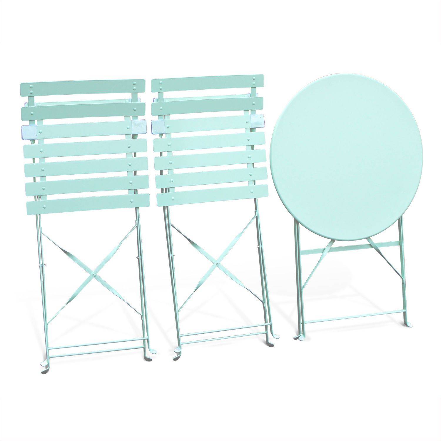 EMILIA bistroset - 2 opklapbare stoelen en een ronde tafel van gepoedercoat staal met matte afwerking Photo5