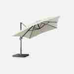 Parasol déporté solaire LED rectangulaire 3x4m haut de gamme - Luce Beige - Parasol excentré inclinable, rabattable et rotatif à 360°, chargeur solaire Photo4