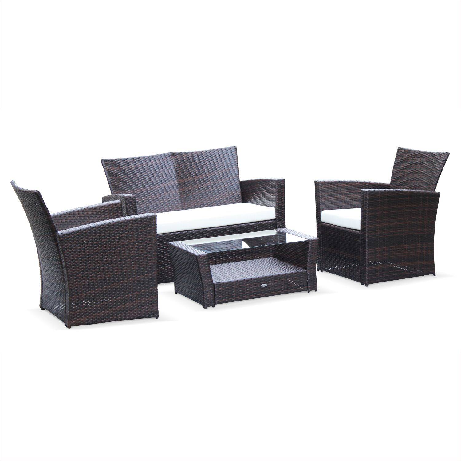 Asti -  set van 1 sofa, 2 fauteuils en 1 salontafel van rondgevlochten hars. Photo1