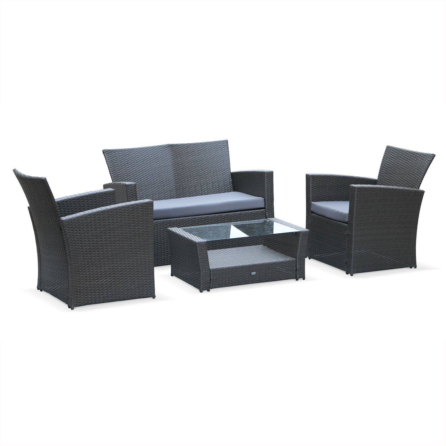 Asti -  set van 1 sofa, 2 fauteuils en 1 salontafel van rondgevlochten hars. Photo1