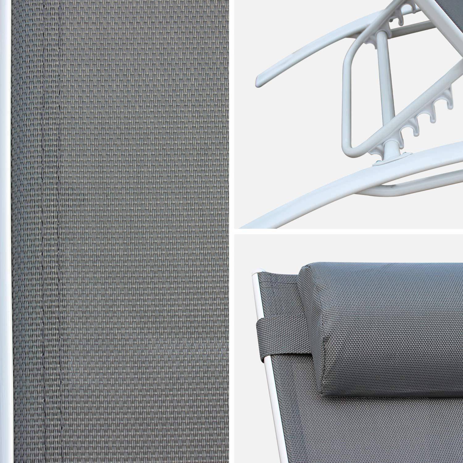 Tumbona de aluminio blanco y textileno gris - LOUISA Photo3