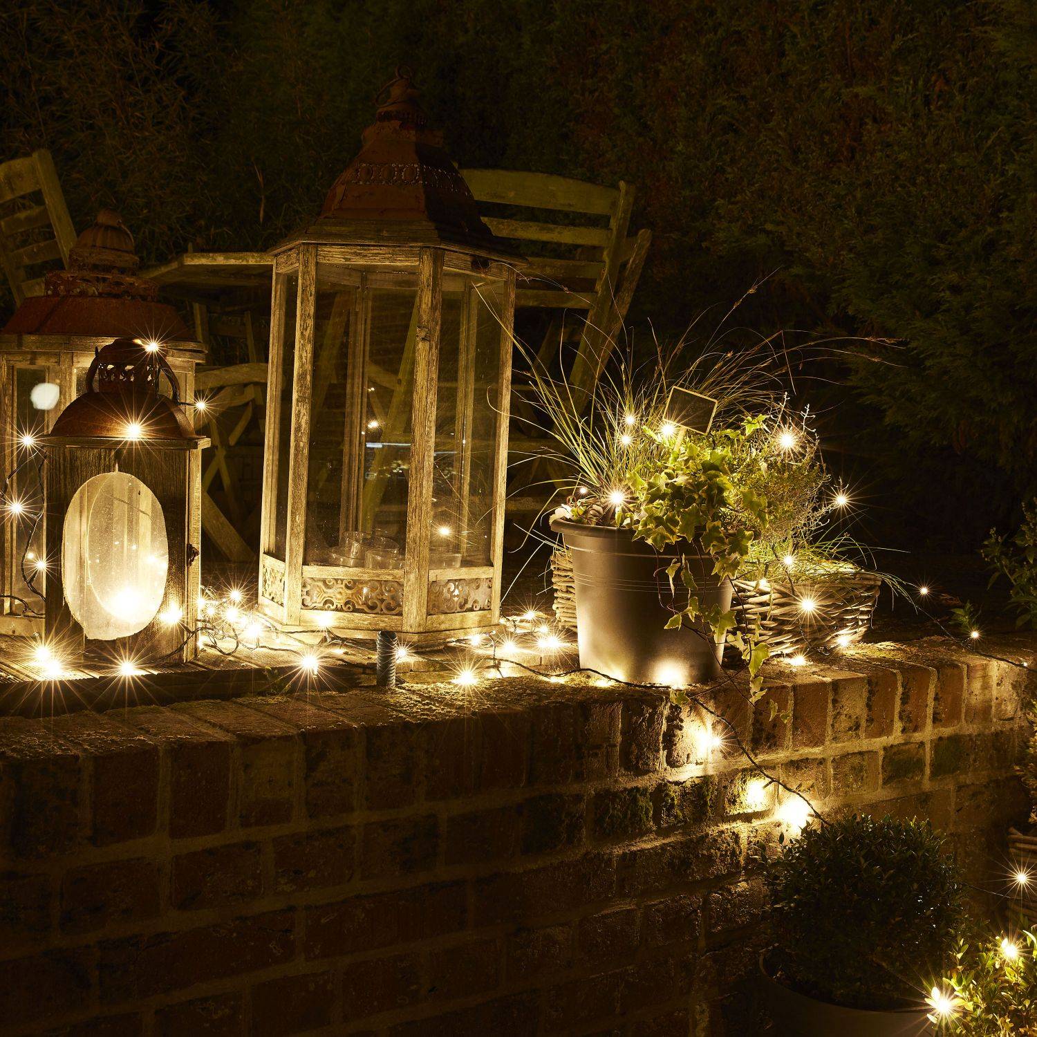 Guirlande lumineuse extérieure de Noël 18m de long, 180 LED blanc chaud, 8 modes Photo1