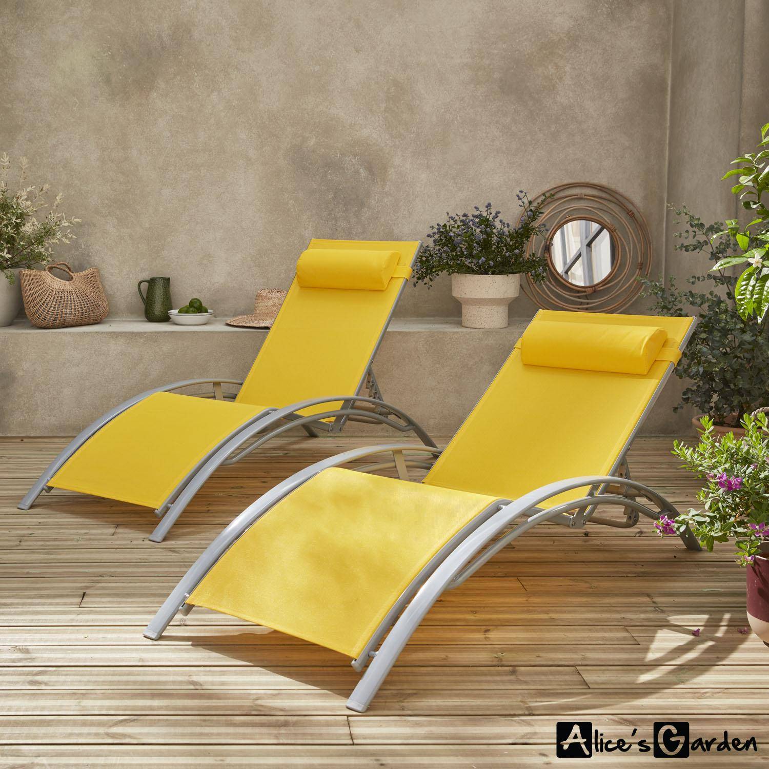 Tumbonas de aluminio y textileno amarillo | Louisa x2 Photo1