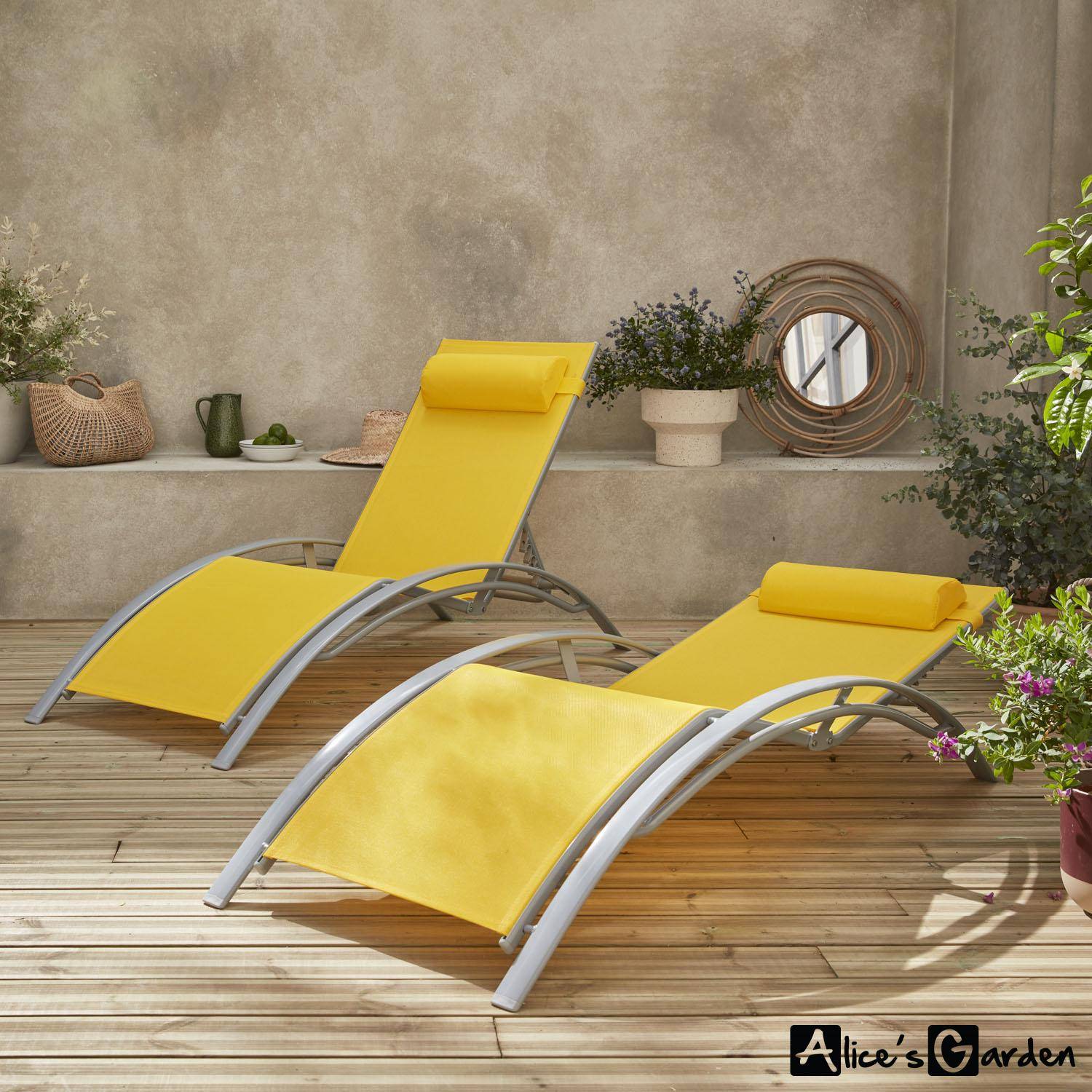 Tumbonas de aluminio y textileno amarillo | Louisa x2 Photo2