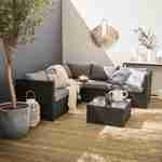 Gartengarnitur aus Polyrattan - Siena - Schwarz, graue Kissen, Aluminiumgestell, Outdoor-Ecksofa, 5 Sitze Photo1