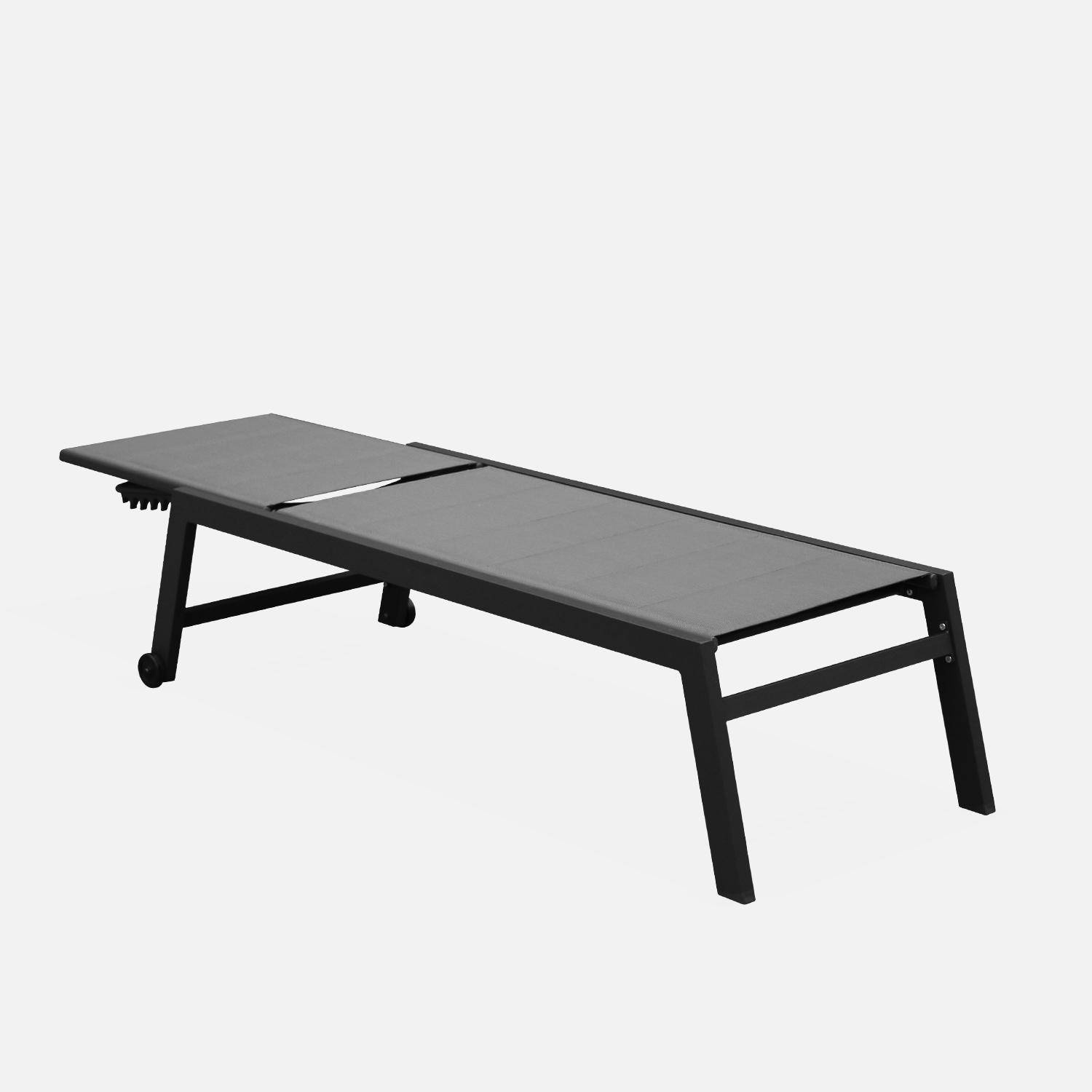 Tumbona de aluminio antracita y textileno gris, reclinable 6 posiciones | Solis Photo4