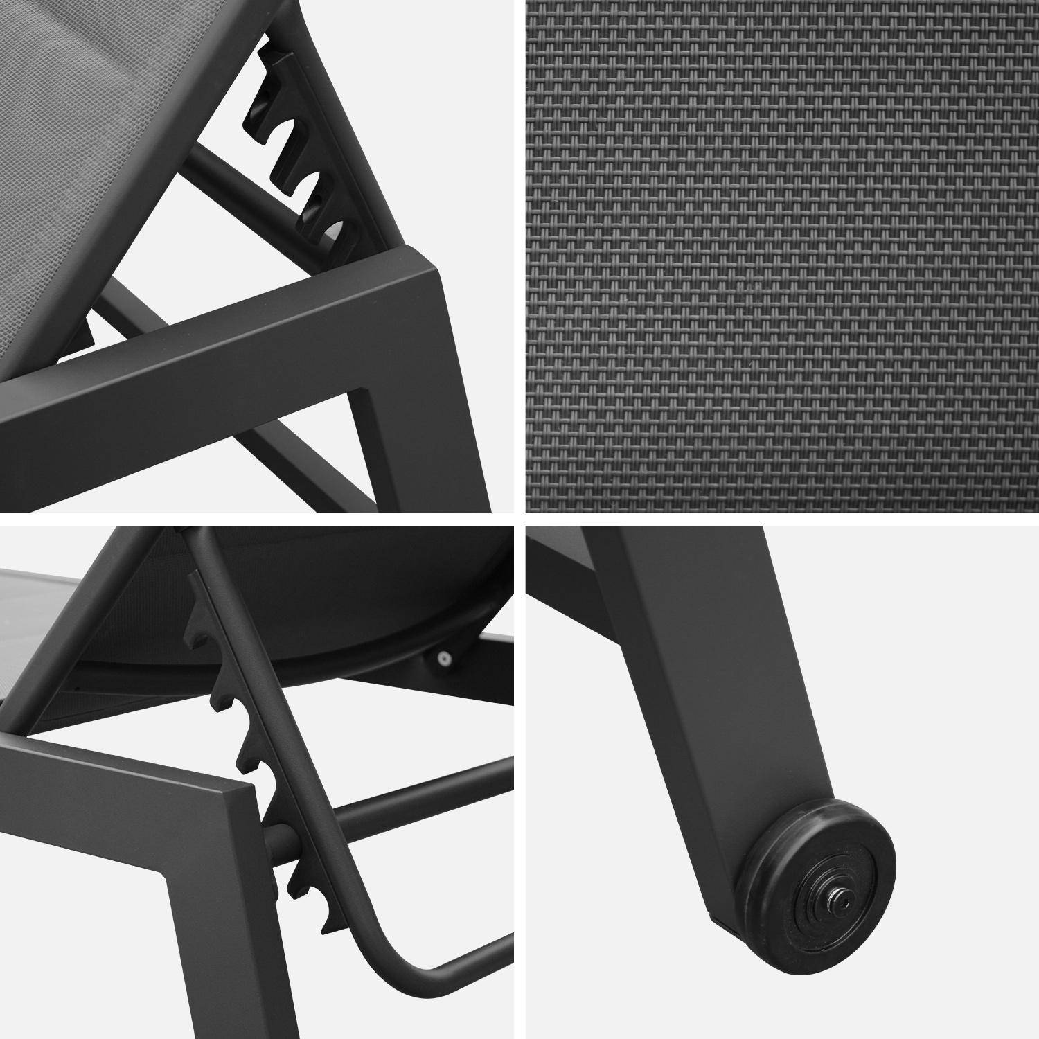 Tumbona de aluminio antracita y textileno gris, reclinable 6 posiciones | Solis Photo6