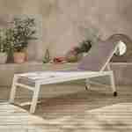 Sonnenliege - Solis - Liegestuhl aus gestepptem Textilene mit 6 Positionen aus Textilene und Aluminium, weißes Gestell, taupefarbenes Textilene Photo1
