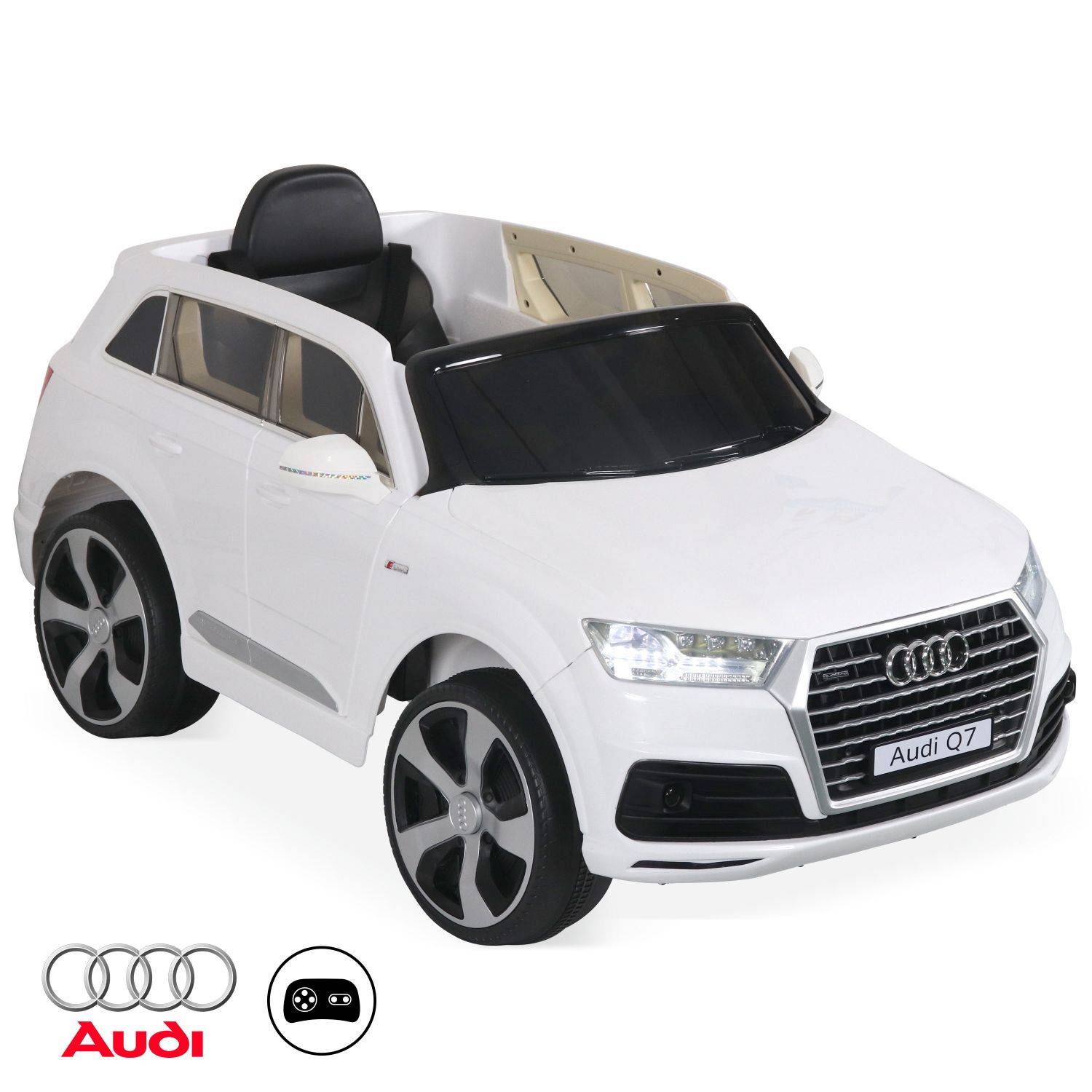 AUDI Q7 Blanc, voiture électrique 12V, 1 place, 4x4 pour enfants avec autoradio et télécommande Photo1