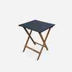 Table de jardin bistrot en bois 60x60cm - Barcelona Bois / Noir -  pliante bicolore carrée en acacia avec 2 chaises pliables Photo3