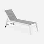 Sonnenliege - Solis - Liegestuhl aus gestepptem Textilene mit 6 Positionen, weißes Gestell, graues Textilene Photo2