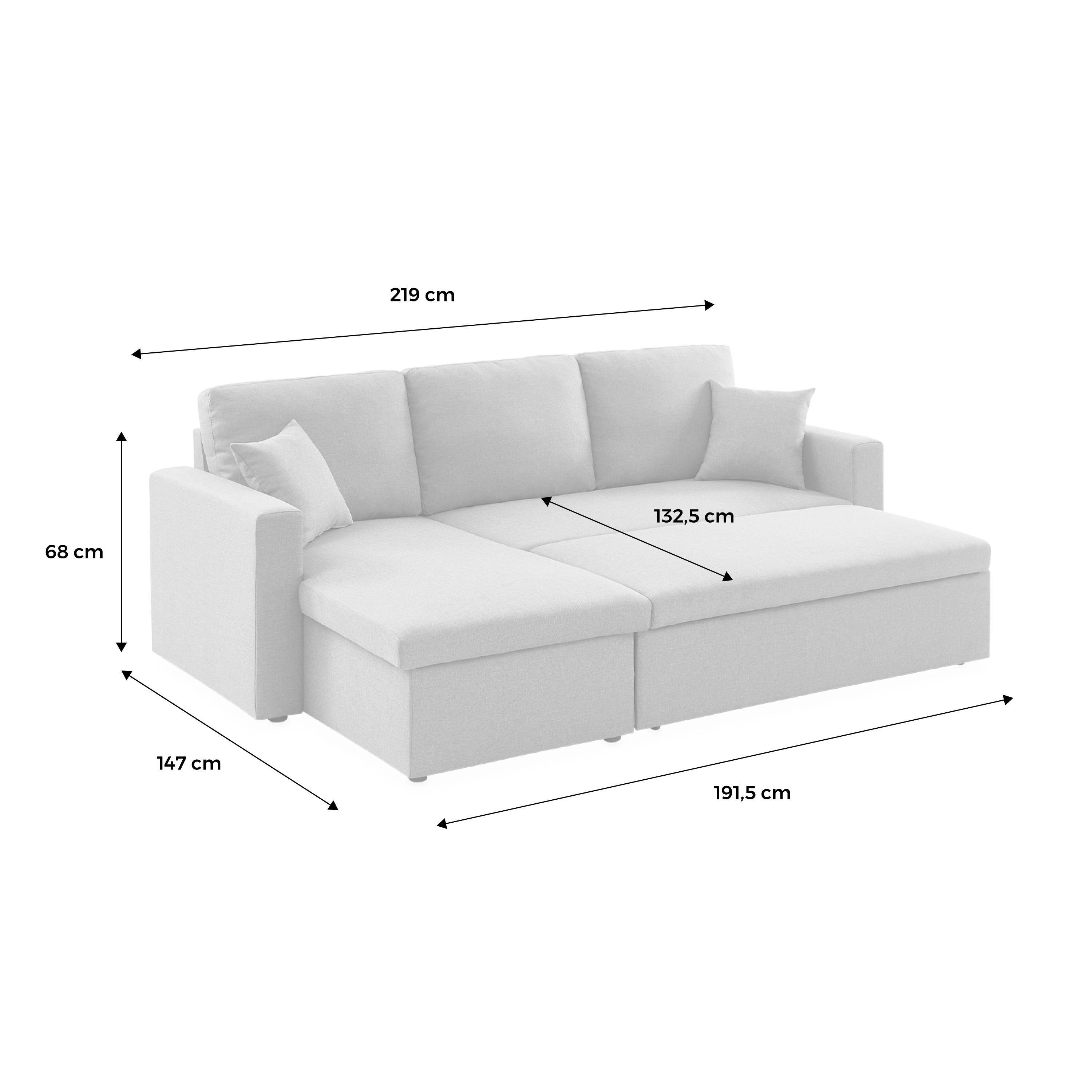 Canapé d'angle convertible en tissu marron - IDA - 3 places, fauteuil d'angle réversible coffre rangement lit modulable  Photo12