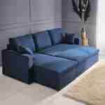 Canapé d'angle convertible en tissu bleu - IDA - 3 places, fauteuil d'angle réversible coffre rangement lit modulable  Photo2