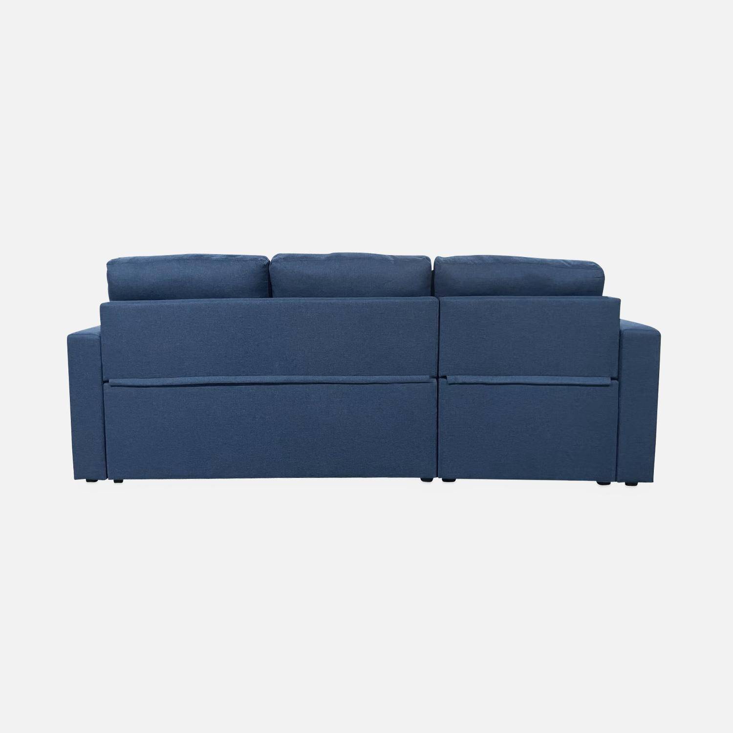 Canapé d'angle convertible en tissu bleu - IDA - 3 places, fauteuil d'angle réversible coffre rangement lit modulable  Photo7