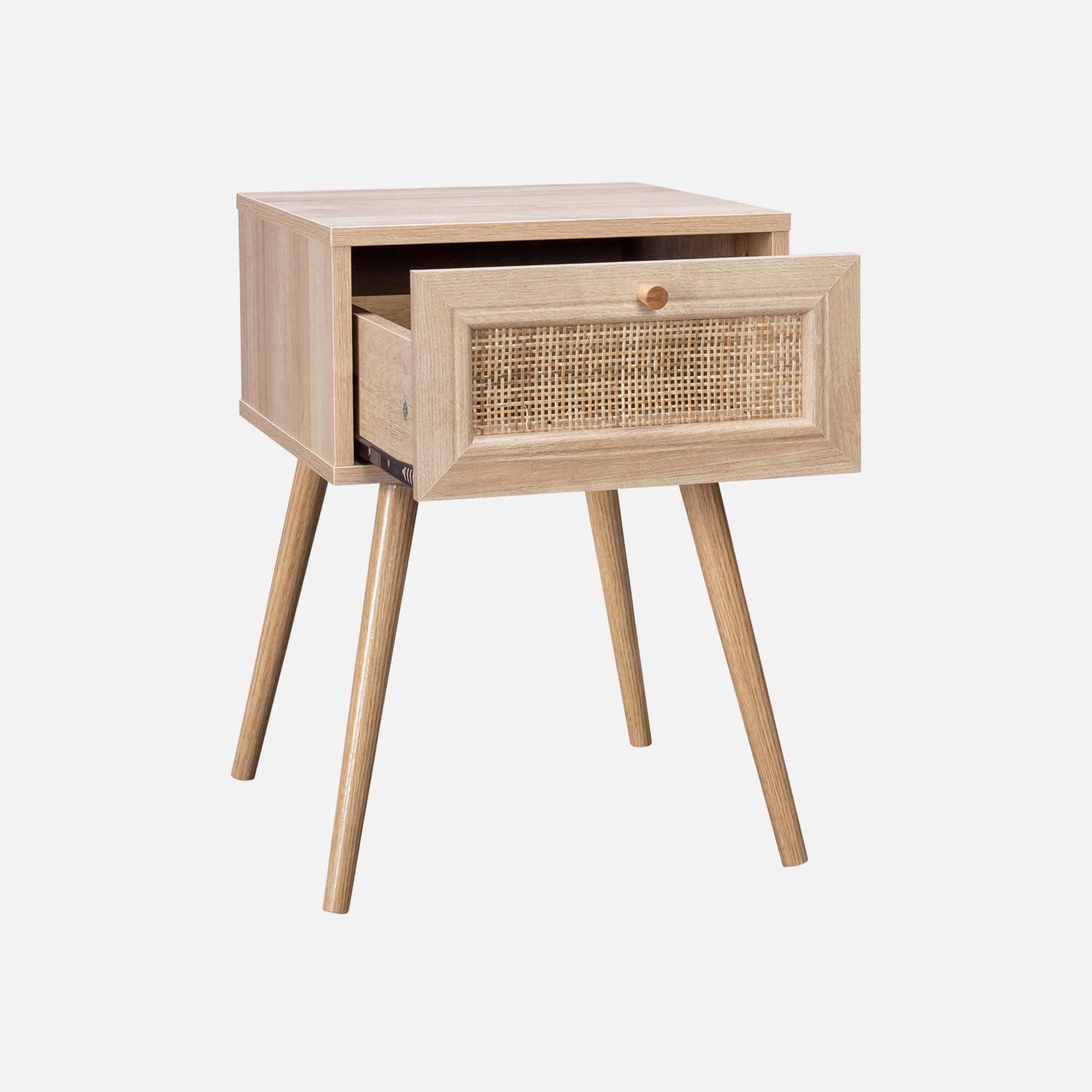 Conjunto de 2 mesas de cabeceira de efeito madeira com 1 gaveta - Bohème Photo6