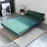 Sofá cama de 2 plazas verde - Guesta - patas de madera, asiento corrido, respaldo reclinable Photo2