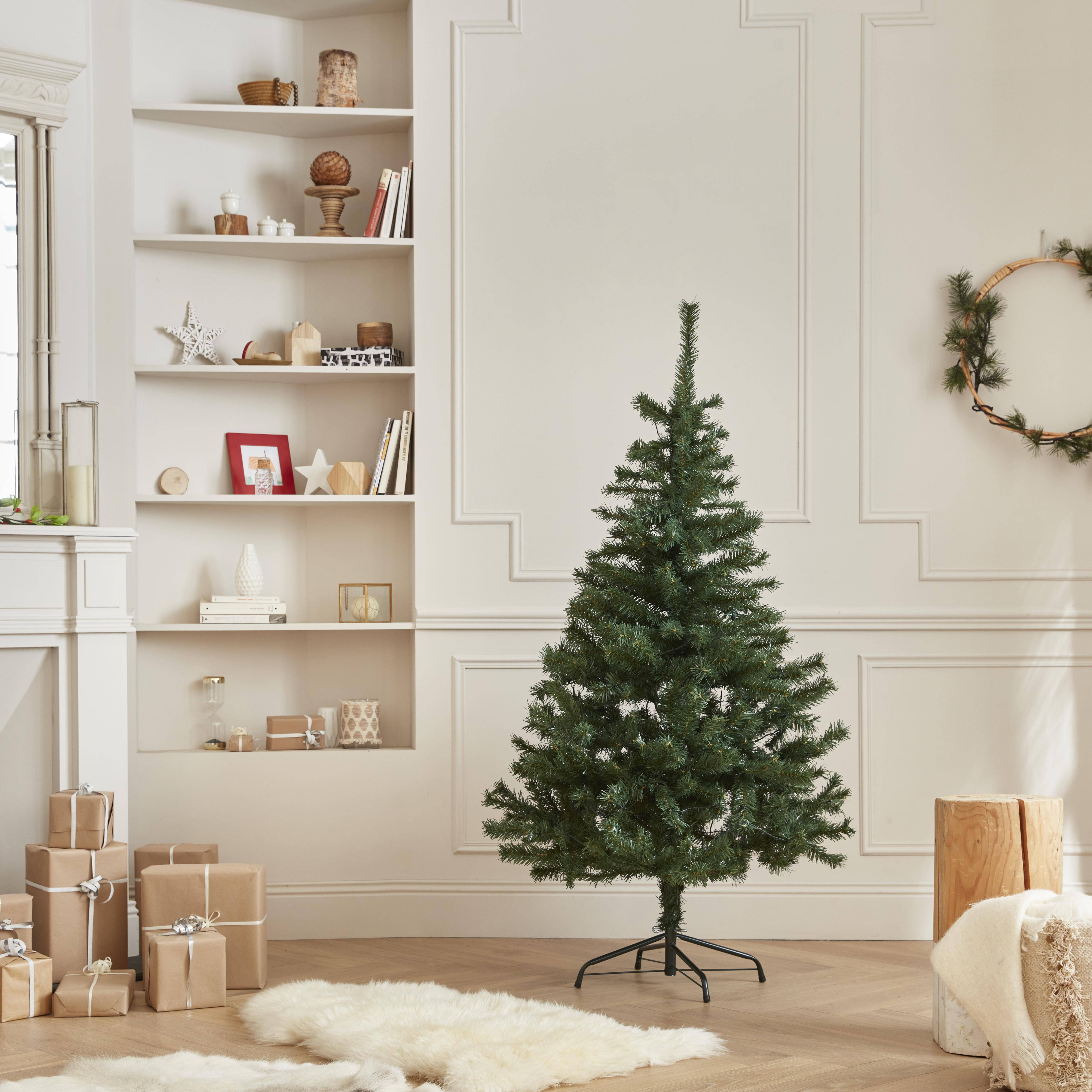 Sapin de Noël artificiel de 150 cm avec guirlande lumineuse et pied inclus Photo2