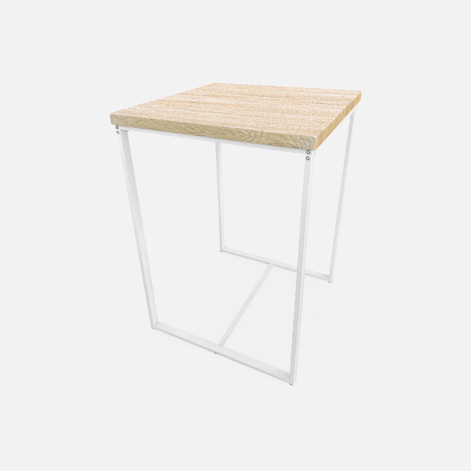Juego de mesa alta cuadrada - Loft - con 2 taburetes de bar, decoración de acero y madera, empotrado, diseño Photo4