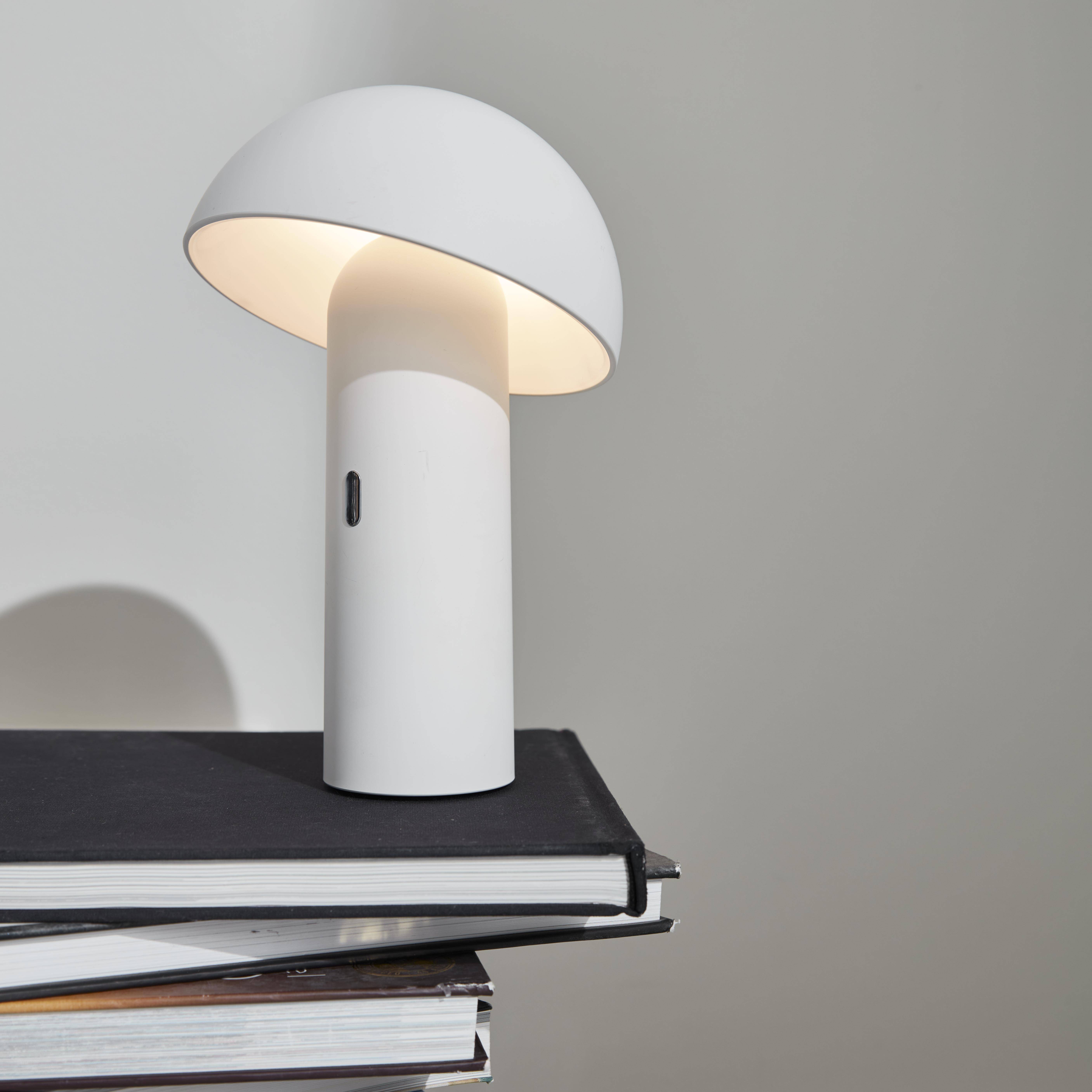 Lampe de table sans fil nomade à tête orientable blanche H 28cm, intérieur / extérieur  Photo1