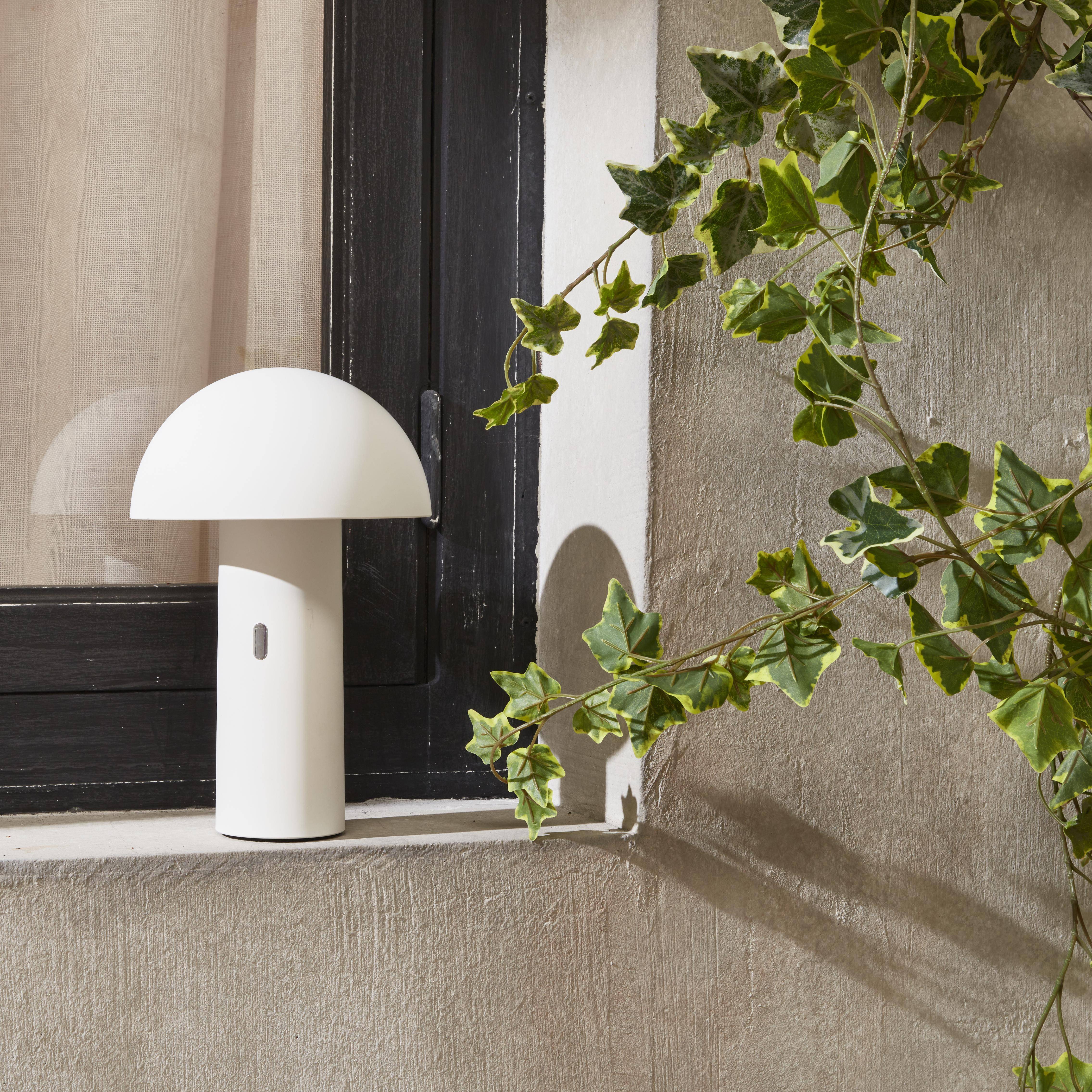 Lampe de table sans fil nomade à tête orientable blanche H 28cm, intérieur / extérieur  Photo3