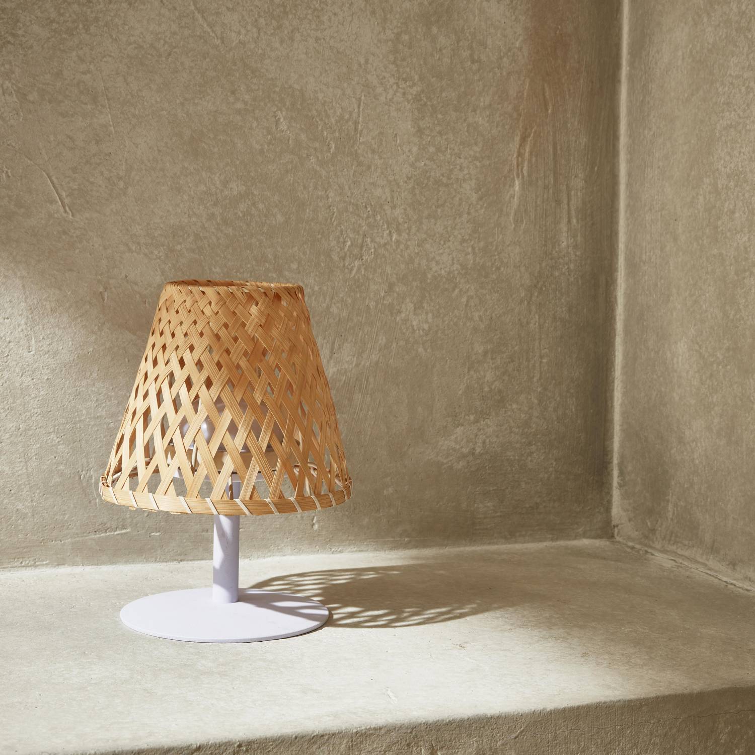 Lampe de table nomade sans fil en bambou naturel, intérieur / extérieur  Photo2