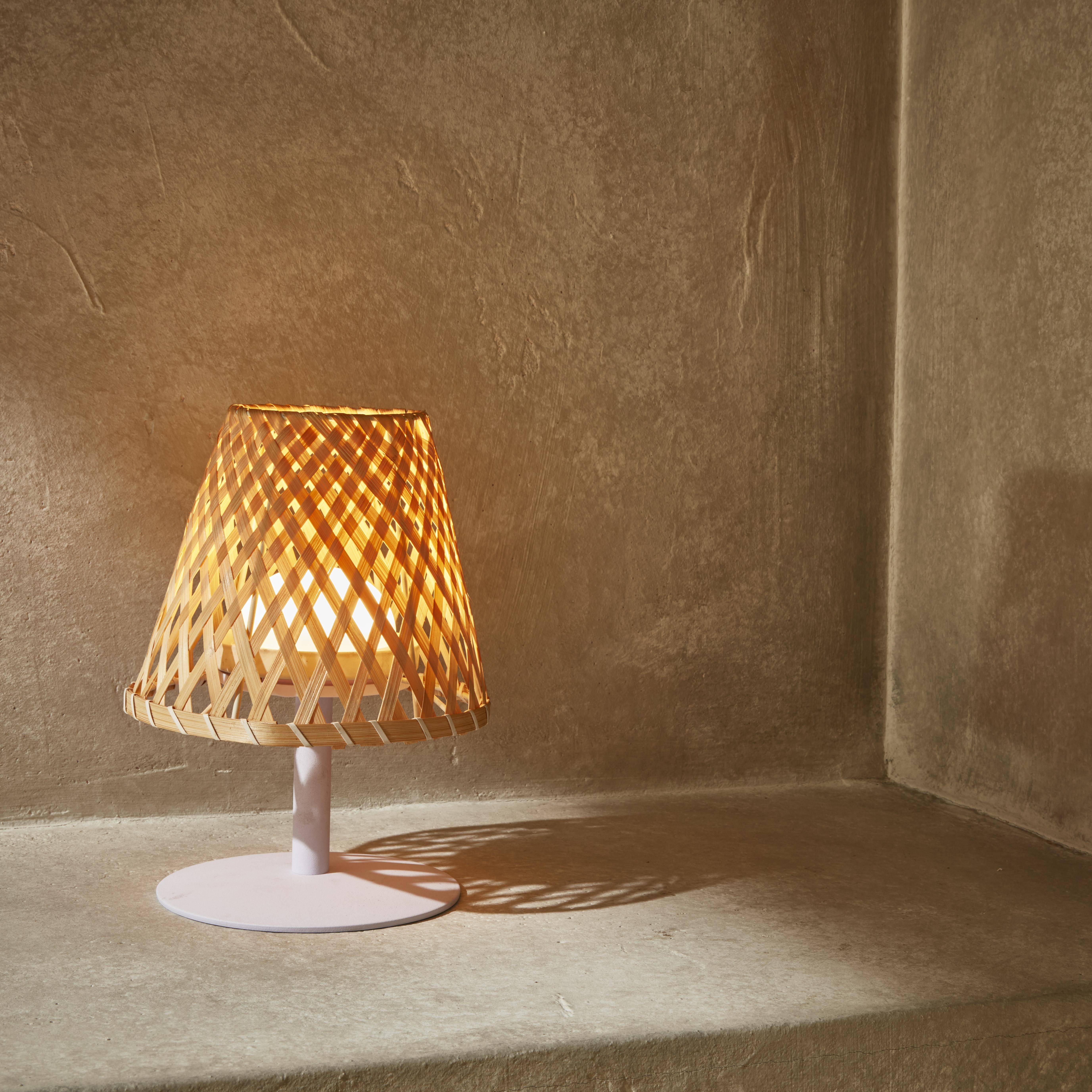 Lámpara de mesa inalámbrica de bambú natural, interior/exterior  Photo1