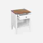 Table de chevet en placage frêne, blanc et bois, pieds en pin, 1 tiroir et 1 niche Photo5