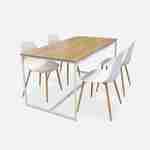 Table à manger rectangulaire métal et décor bois + 4 chaises scandinaves blanches Photo5