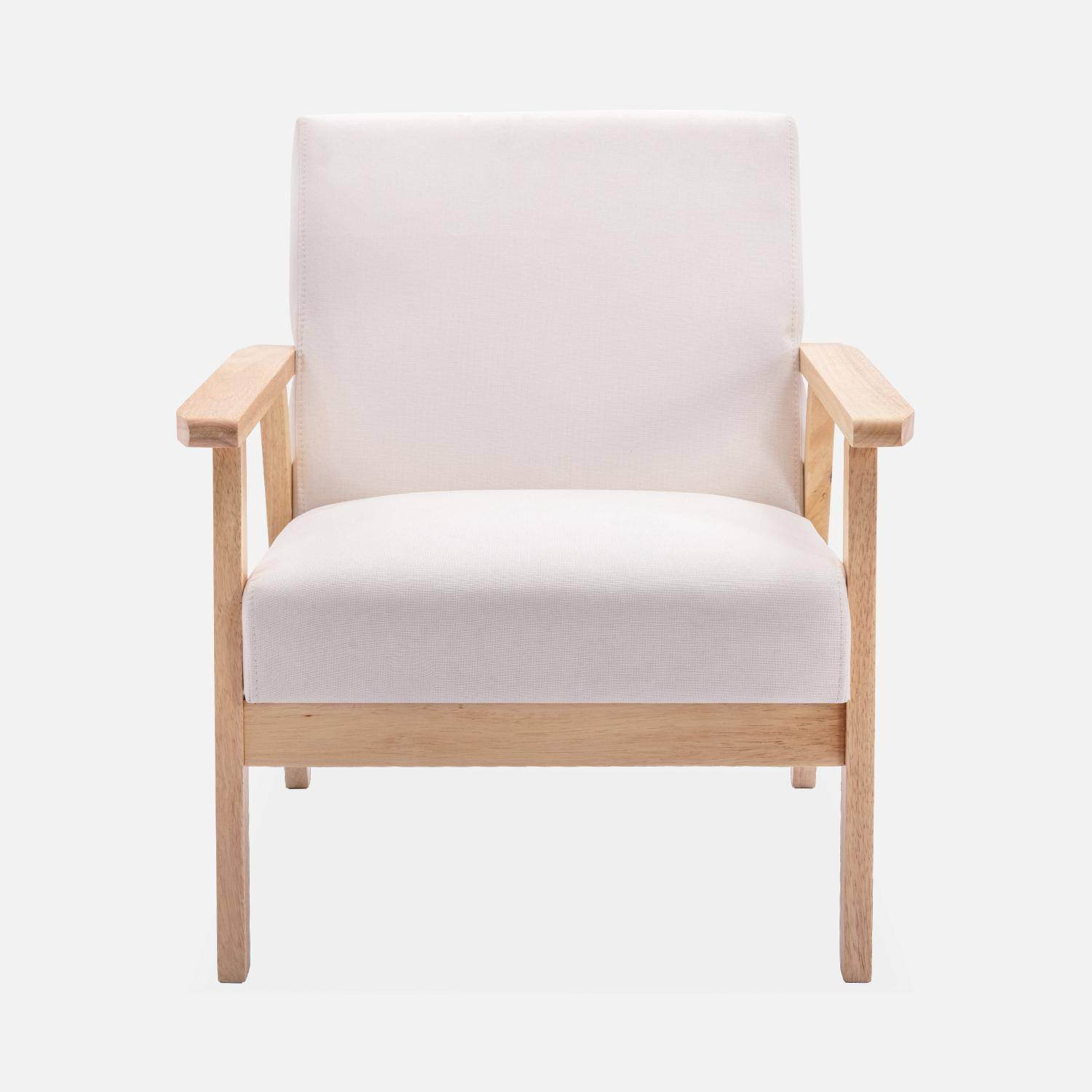 Skandinavischer Sessel aus Holz und Stoff, Creme, Isak, B 64 x T 69,5 x H 73cm Photo4