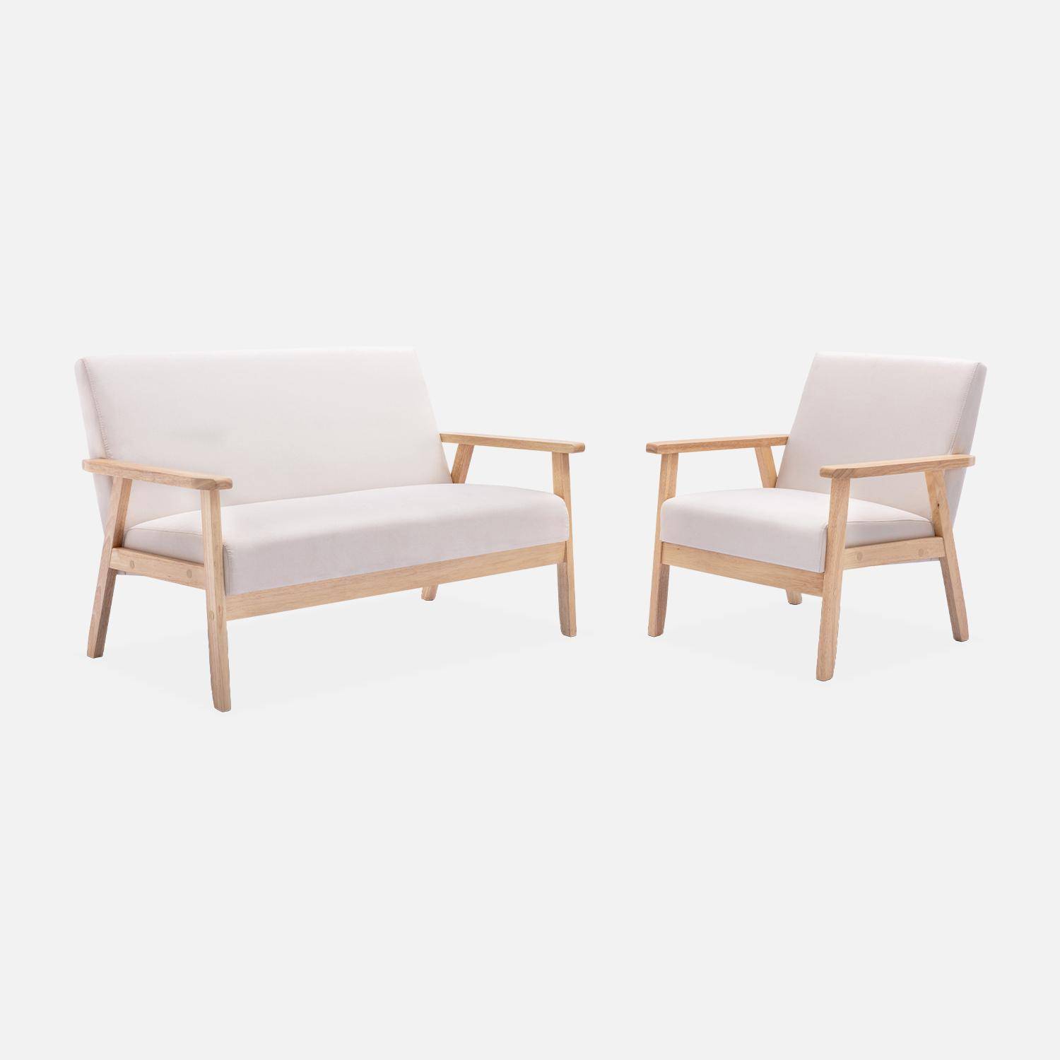 Skandinavischer Sessel aus Holz und Stoff, Creme, Isak, B 64 x T 69,5 x H 73cm Photo7