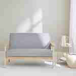 Banquette canapé en bois et tissu gris clair, Isak, L 114 x P 69,5 x H 73cm Photo2