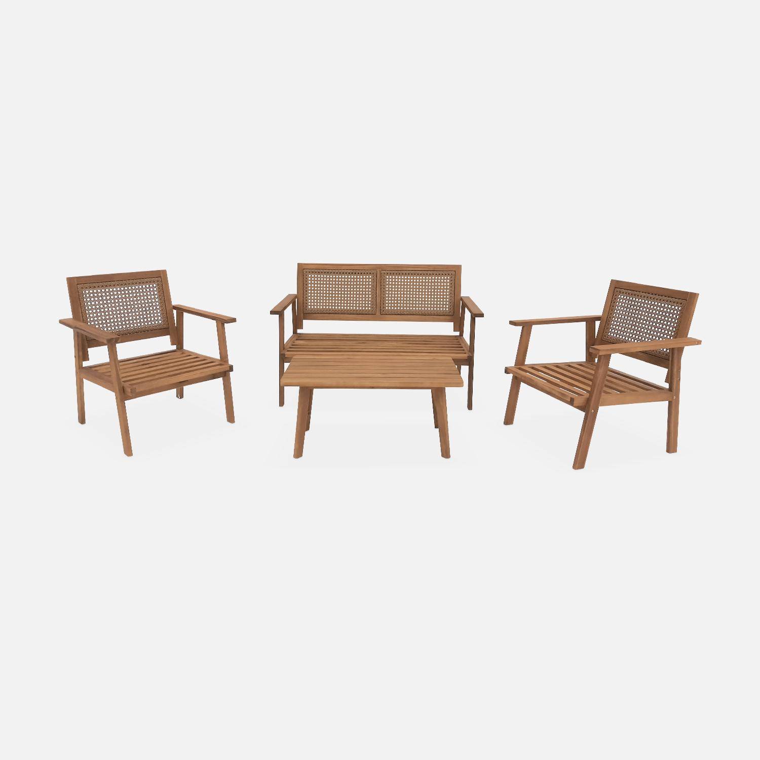 Ensemble de meubles de jardin, Bohémia, osier rond, canapé 2 places, 2 fauteuils, 1 table basse 117x64x74 cm Photo8