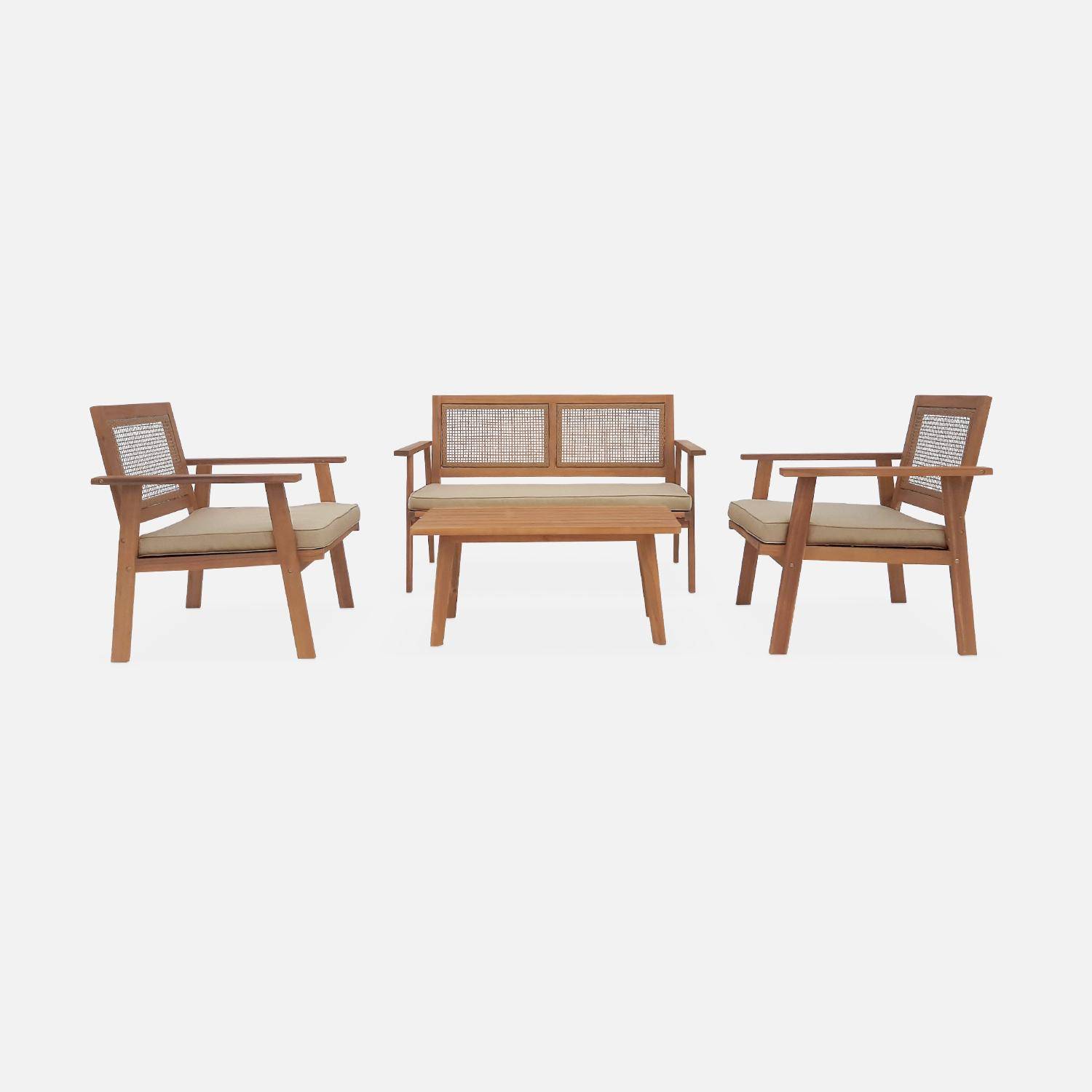 Ensemble de meubles de jardin, Bohémia, osier carré, canapé 2 places, 2 fauteuils, 1 table basse 117x64x74 cm Photo4