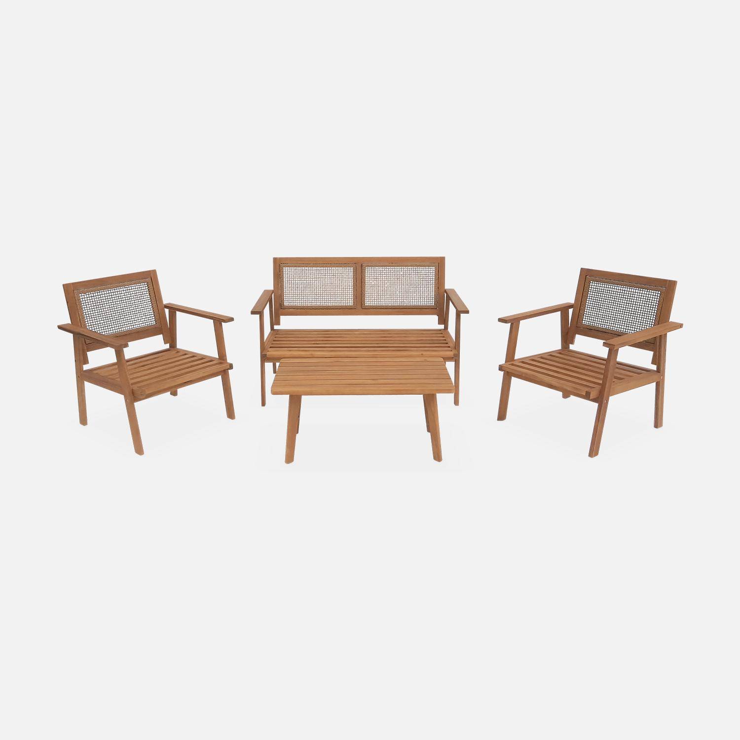 Ensemble de meubles de jardin, Bohémia, osier carré, canapé 2 places, 2 fauteuils, 1 table basse 117x64x74 cm Photo8
