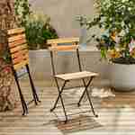 Mesa de jardim bistrô em madeira de acácia e metal, 55 x 54 cm, 2 cadeiras dobráveis Photo4
