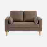 Canapé en tissu marron - Bjorn - Canapé 2 places fixe droit pieds bois, style scandinave   Photo3