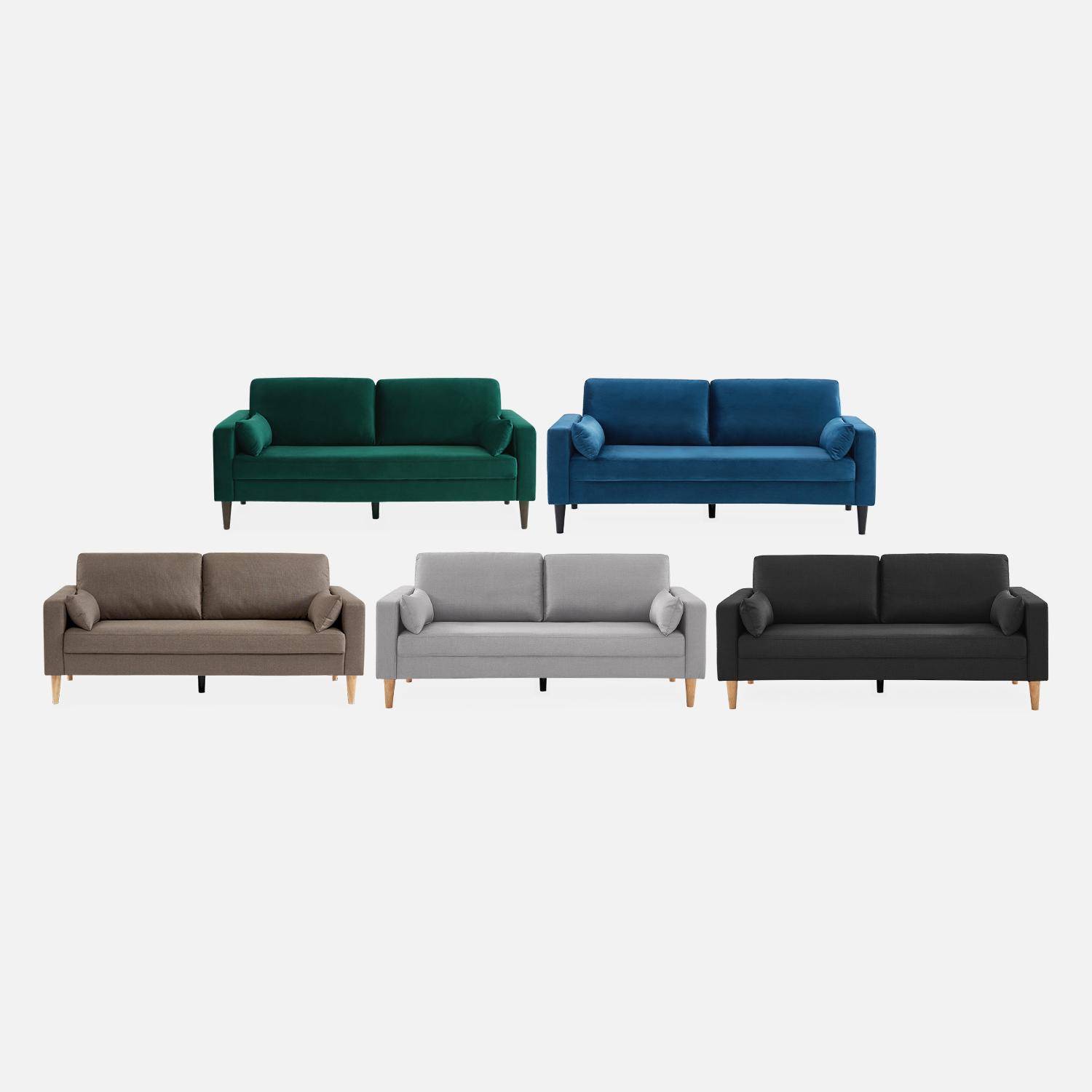 Donkergrijze stoffen driezits sofa - Bjorn - 3-zits bank met houten poten, scandinavische stijl   Photo6