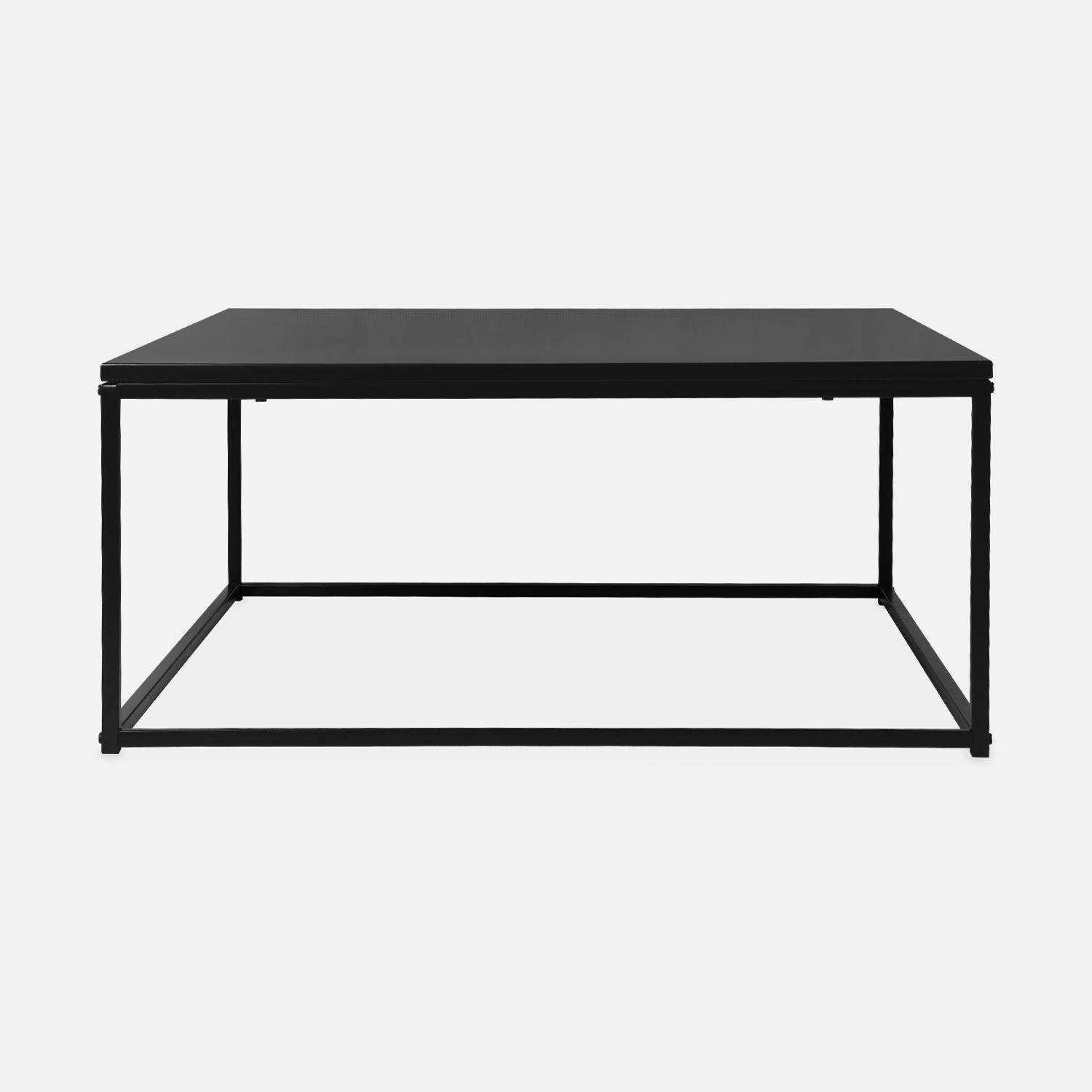 Table basse, Industrielle, structure métal noir, L 80 x l 80 x H 36cm Photo4