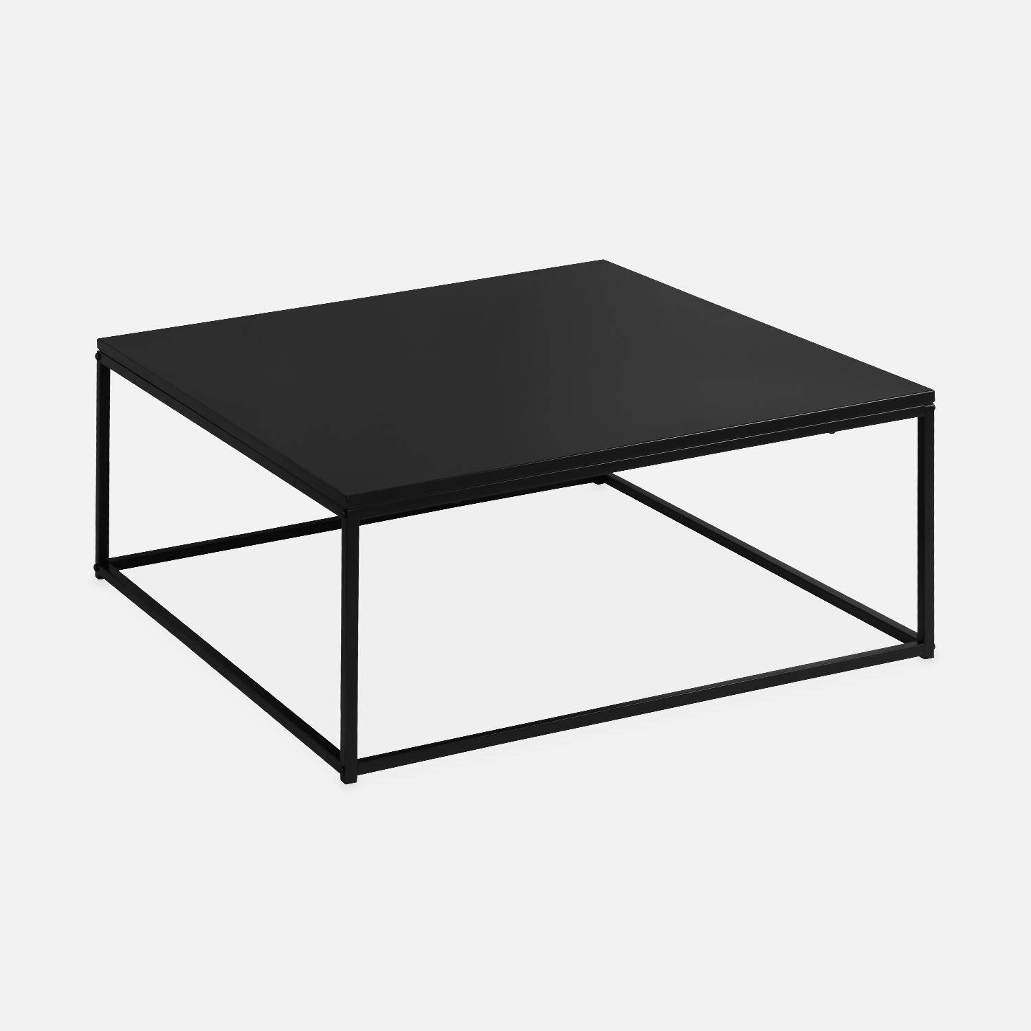 Table basse, Industrielle, structure métal noir, L 80 x l 80 x H 36cm Photo3