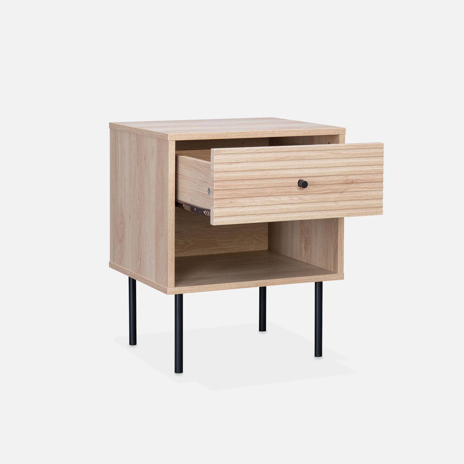 Table de chevet, Braga, un tiroir, un espace de rangement, L 45 x l 39,5 x H 55,5cm Photo5