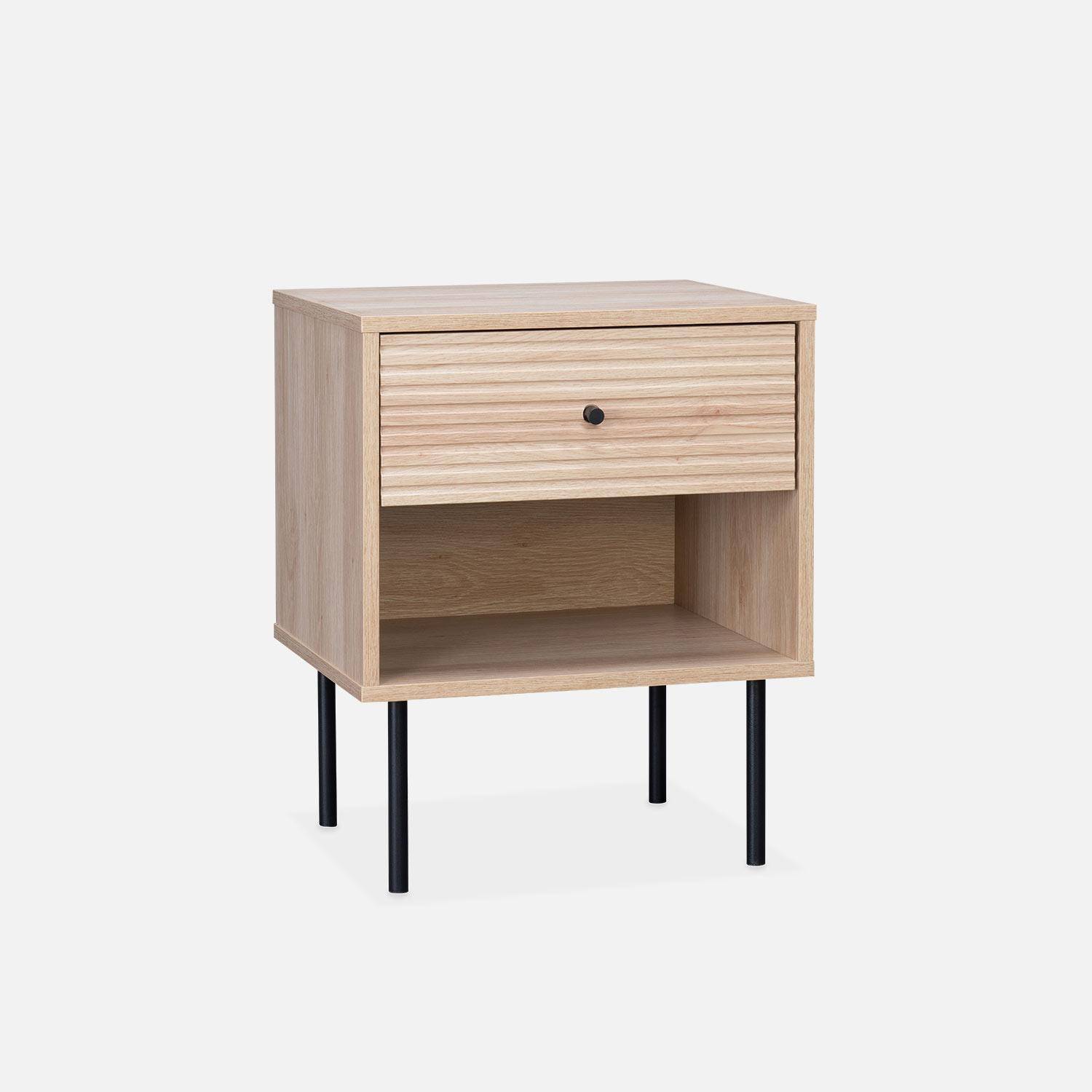 Table de chevet, Braga, un tiroir, un espace de rangement, L 45 x l 39,5 x H 55,5cm Photo1