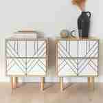 Lot de 2 tables de chevet décor bois blanc - Mika - 2 tiroirs - L 48 x l 40 x H 59cm Photo1