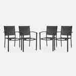 Lot de 4 fauteuils de jardin anthracite empilables aluminium et textilène P56xL57xH85cm Photo3