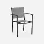 Lot de 2 fauteuils de jardin gris clair et anthracite empilables aluminium et textilène P56xL57xH85cm Photo4