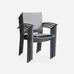 Lot de 4 fauteuils de jardin gris clair et anthracite empilables aluminium et textilène P56xL57xH85cm Photo5