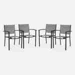 Lot de 4 fauteuils de jardin gris clair et anthracite empilables aluminium et textilène P56xL57xH85cm Photo3