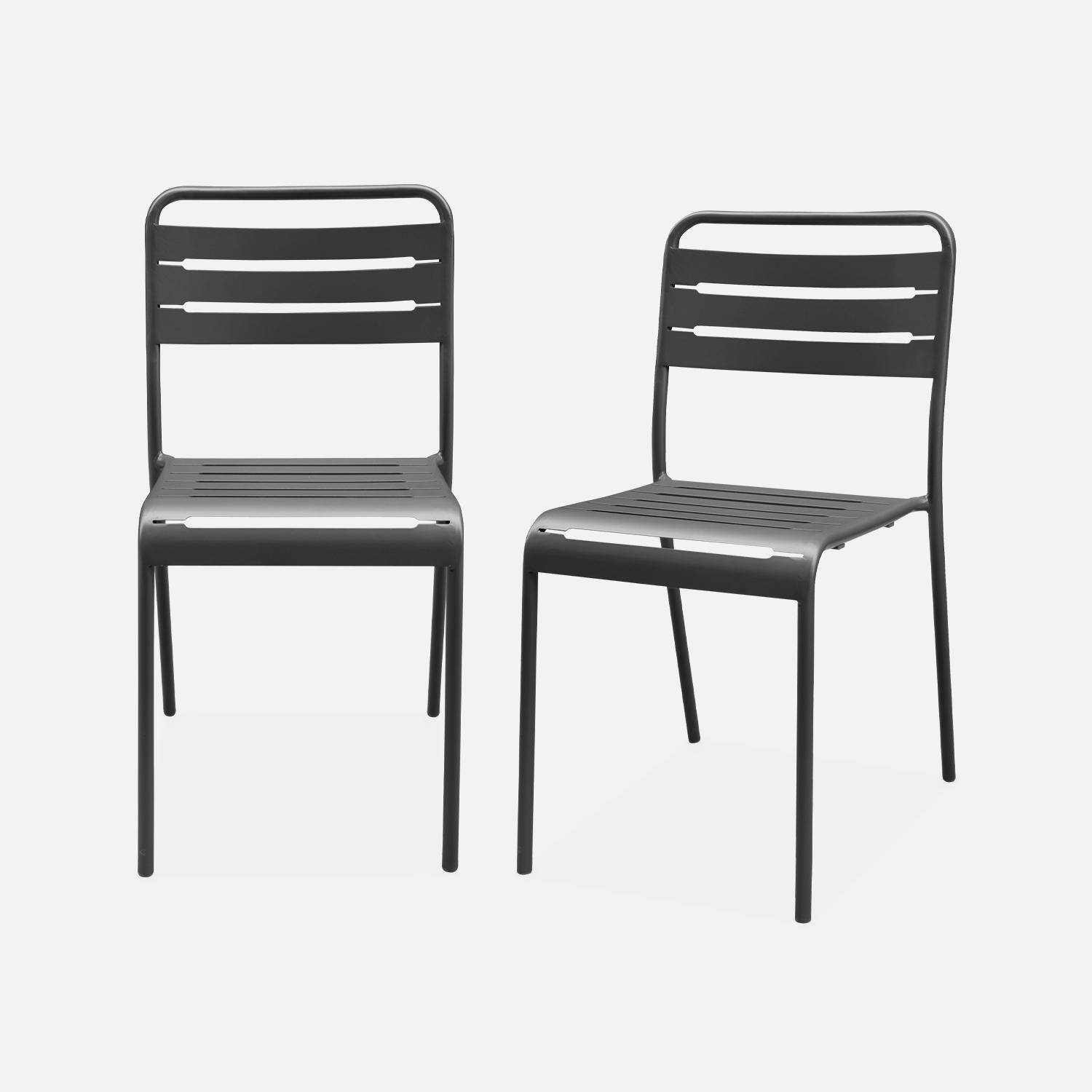 Juego de 2 sillas de jardín de acero, 2 asientos, antracita, Amelia, An44 x P52 x Al79cm Photo4