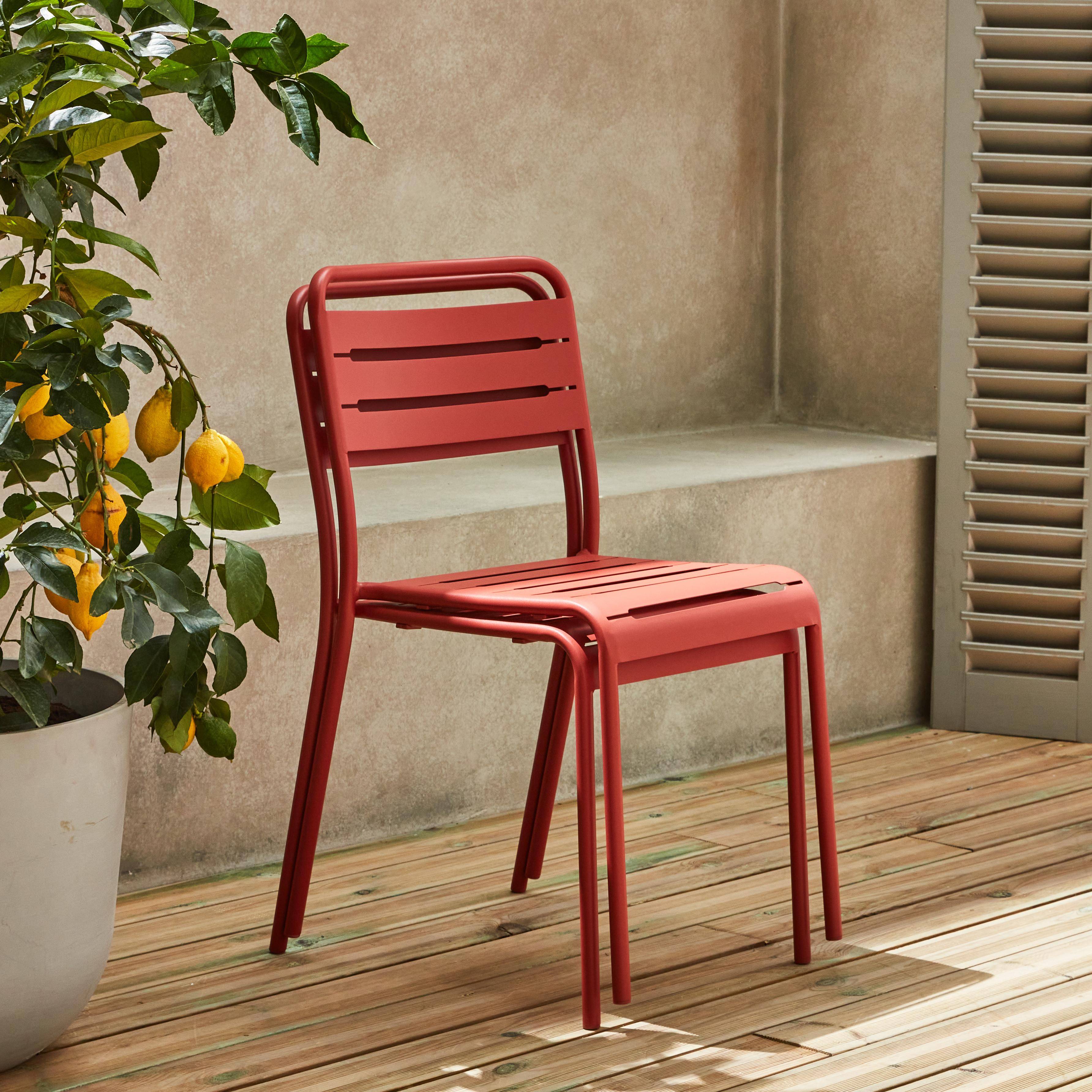 Juego de 2 sillas de jardín de acero, 2 asientos, terracota, Amelia, A44 x P52 x Alt79cm Photo3