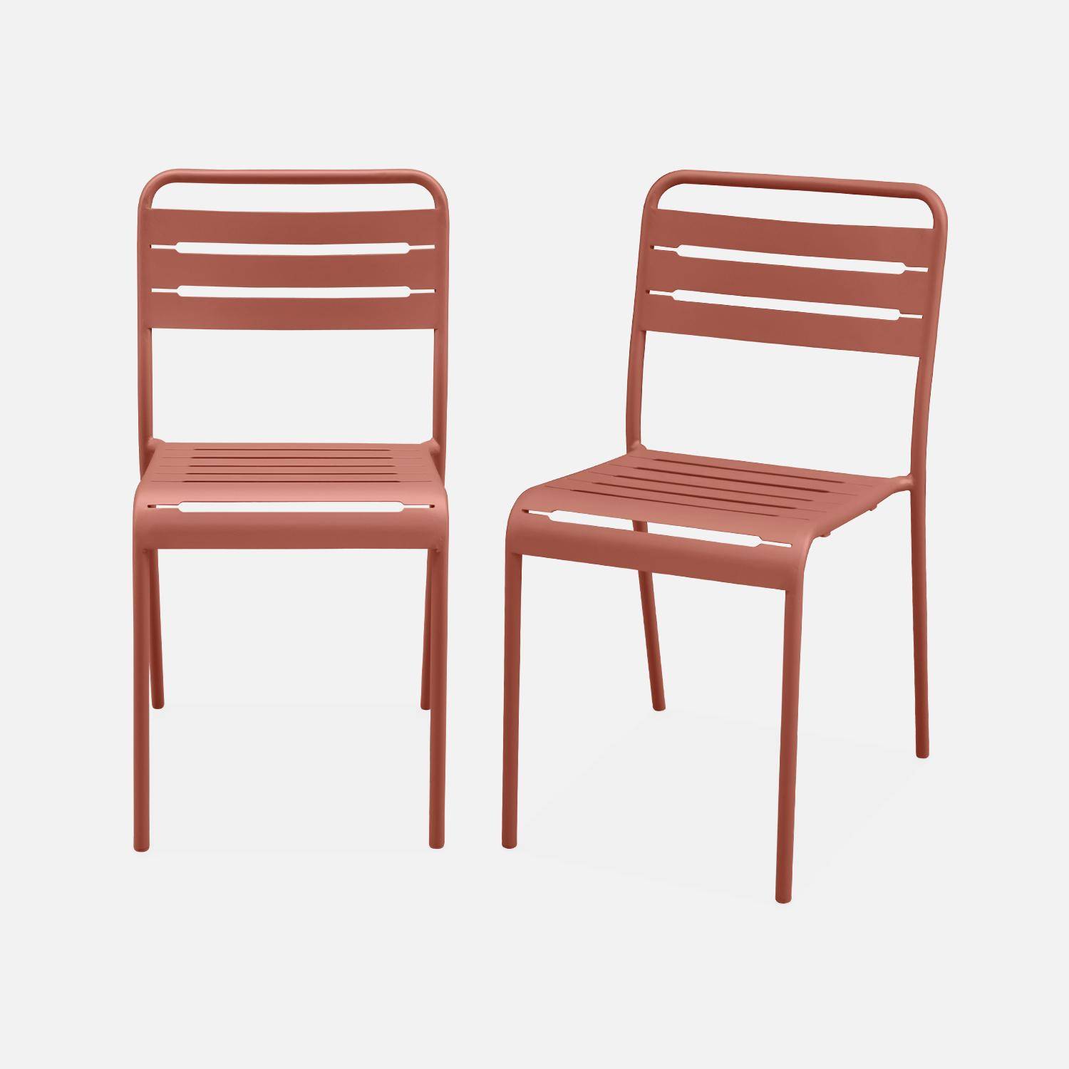 Juego de 2 sillas de jardín de acero, 2 asientos, terracota, Amelia, A44 x P52 x Alt79cm Photo4